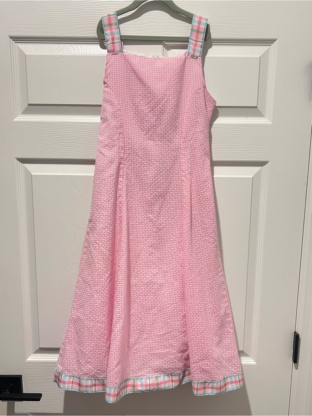 Bonnie Jean Pink Seersucker Dress with Pastel Plaid Trim